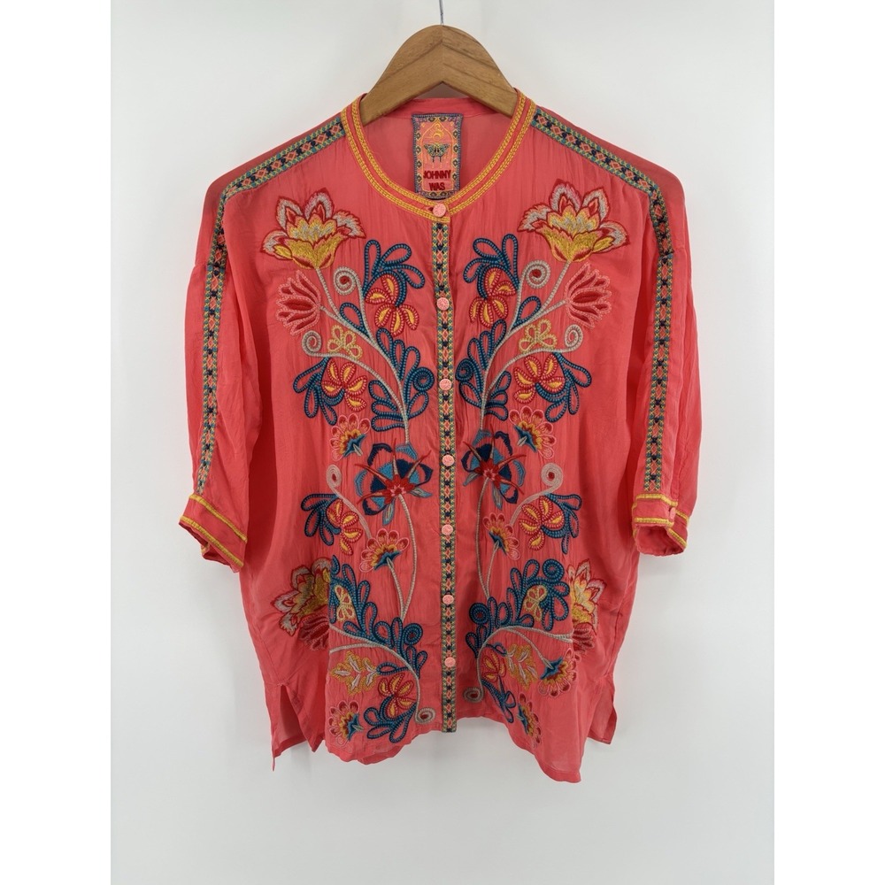 NWT Johnny Was Audrey Shirt Sz S Embroidered Boho Festival Hippie MSRP $295